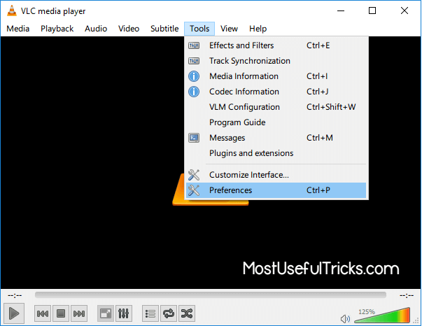 utilizarea piei pe VLC Media Player Pas 1