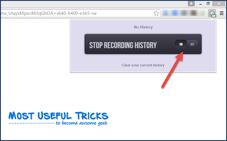 turn “Stop Recording History” option off image