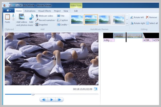 Windows Movie maker Screenshot