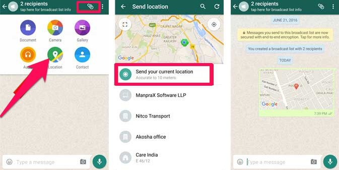 whatsapp location