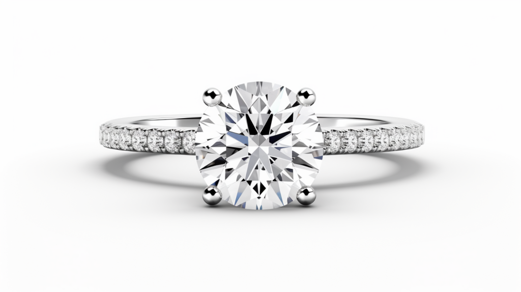 Diamond Engagement Ring upclose diamond studded