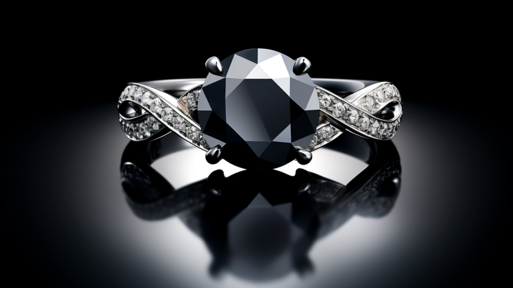 An intricate design of black diamonds