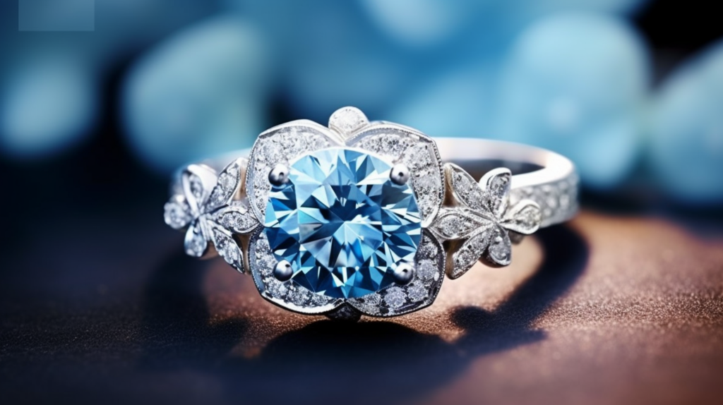 a pretty shaped blue diamond ring from blue nile.