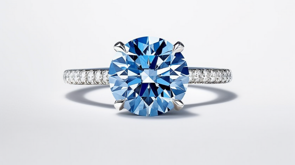 a small banded blue diamond ring from blue nile.