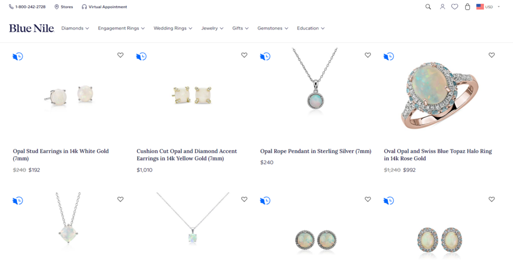Blue Nile opal jewelries
