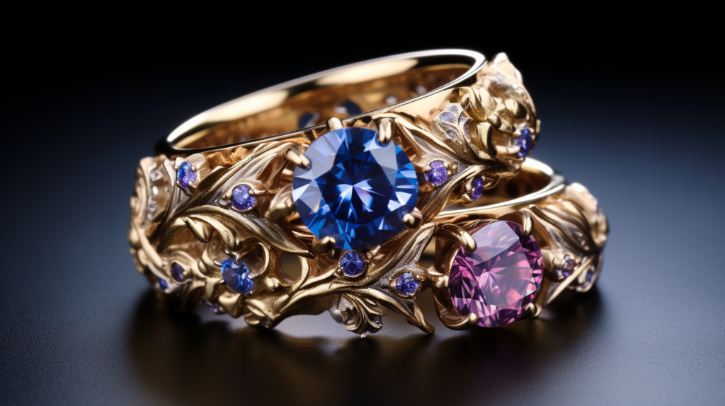 nontraditional engagement rings blue and purple gemstones