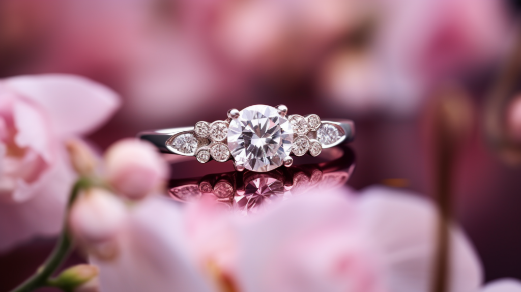 cheap engagement rings guide - ring against flowers