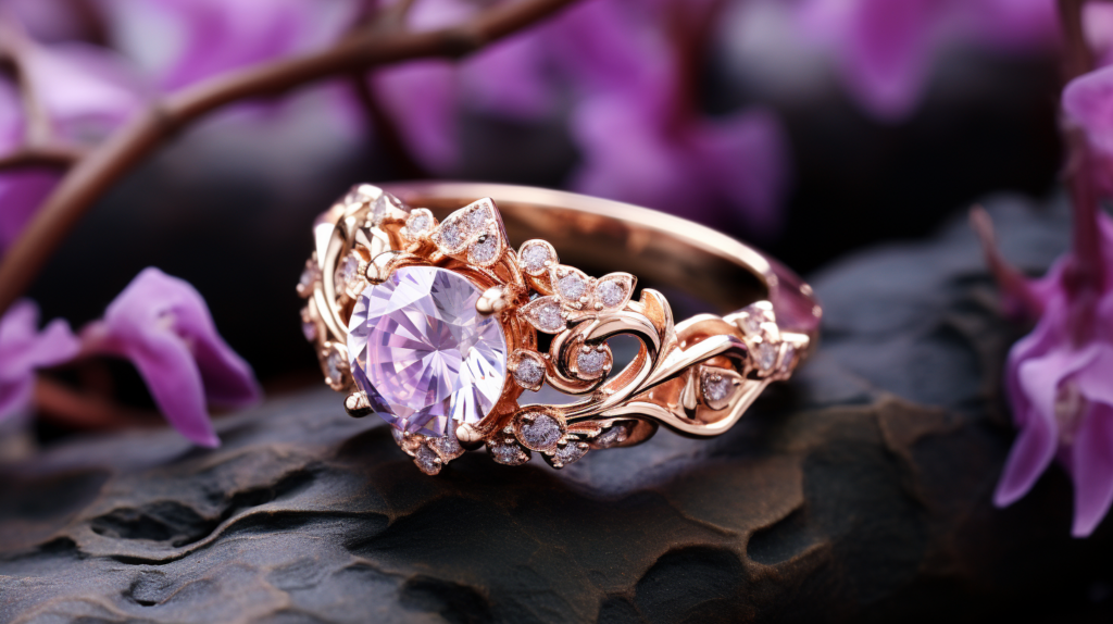 Flower engagement rings guide - ring on pink flowers