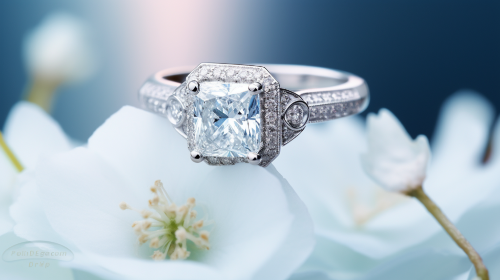 diamond encrusted ring on flowers