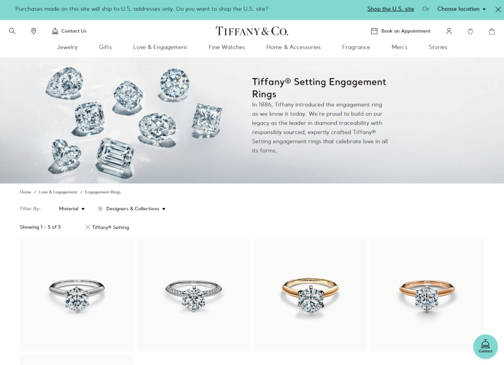 Tiffany & Co. website
