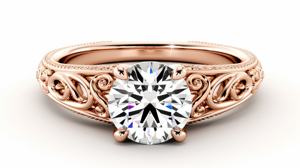 sparkling rose gold engagement ring